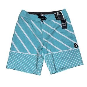 Volcom Mens Big Boys Size 28 Quarta Static Mod-Tech Boardshorts Neon Blue‎ NWT